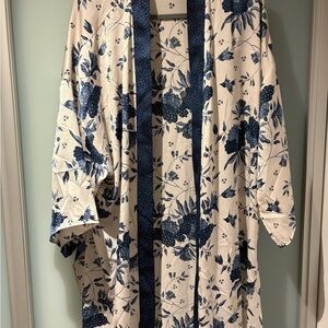 H&M Floral Kimono Robe - Navy and Cream
